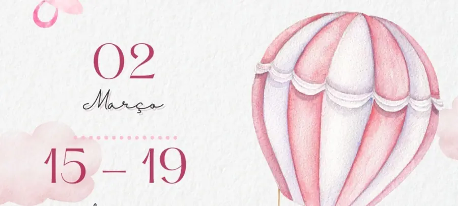 Convite digital de baby shower em tons pastel com ilustrações.